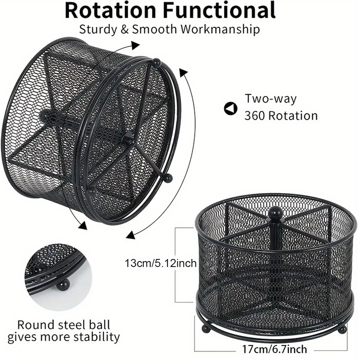 Mesh Rotating Desk Organizer Black Pen Pencil Holder - Temu