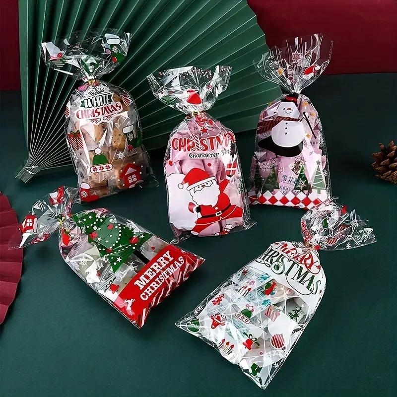 50pcs Sachet Bonbon Transparent Sac Biscuit Noël, Sachet Transparent de  Noël Sacs de Bonbon Friandises en Cellophane Noël Sachet Cellophane Bonbon