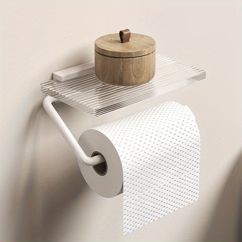 Toilet Roll Paper Holder With Shelf Bathroom Tissue Storage - Temu