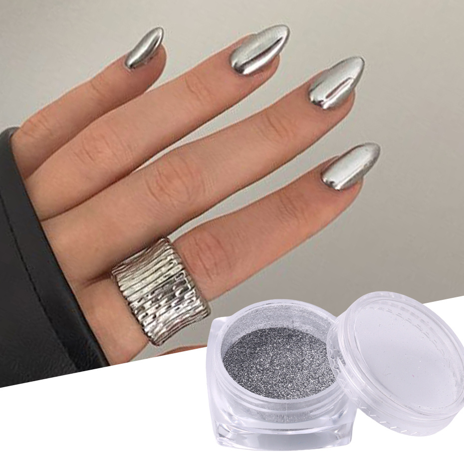 Silver Gold Chrome Mirror Nails Glitter Powder Metallic Rubbing
