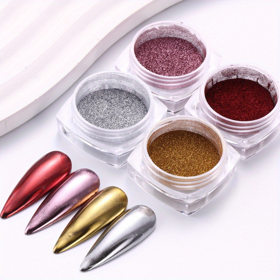 Two Color Metal Nail Mirror Glitter Powder Rose Gold Silver Dust
