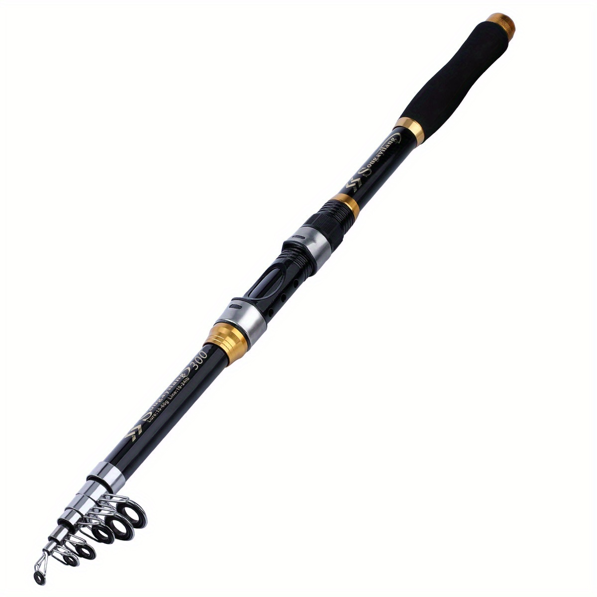 Sougayilang [beginner] Black White Fishing Rod Telescopic Lure Rod Straight Handle Glass Fiber Material Suitable For Freshwater