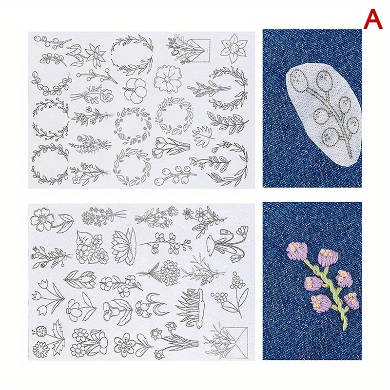 Papel de bordado para pegar y puntar, soluble en agua, estabilizador de  bordado, autoadhesivo, papel soluble en agua con patrones de flores para