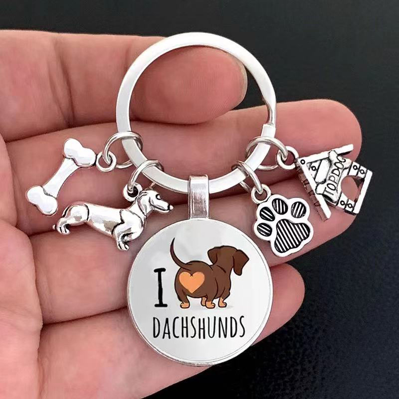 Dachshund Keychain, Dachshund as Hot Dog, Wiener Dog, Food