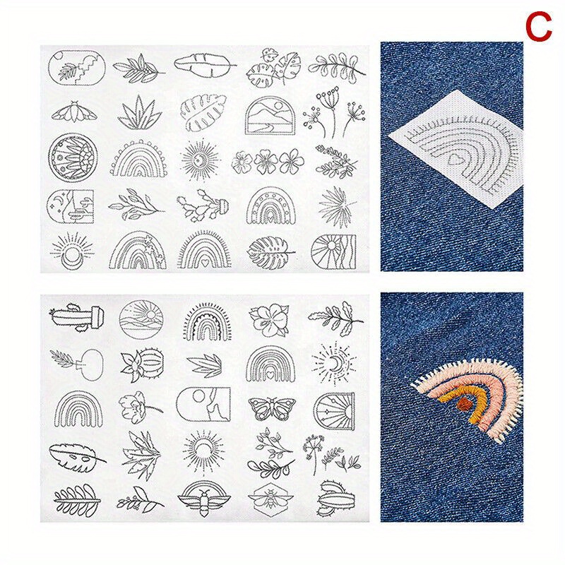 Water Soluble Stabilizer Water Soluble Fabric with Flower Patterns Crafts  Embroidery Soluble Paper for Linen Canvas Shoes Cross Stitch Hats Style B 