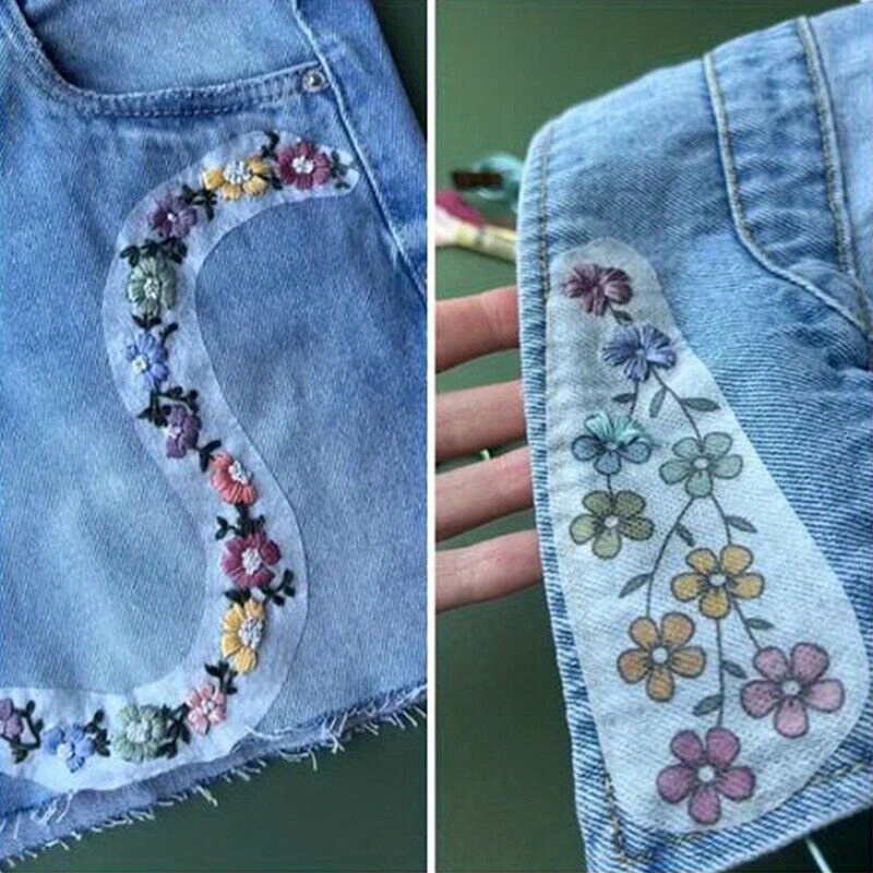 Alphabet Hand Embroidery Pattern, Floral Stick and Stitch Transfer Patch,  Peel and Stick Embroidery Paper, Trendy Embroidery for Clothes 