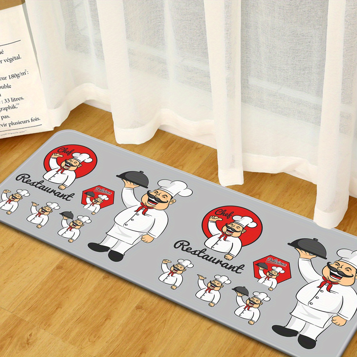 Cartoon Chef Pattern Floor Mat Comfortable Non slip Moisture - Temu