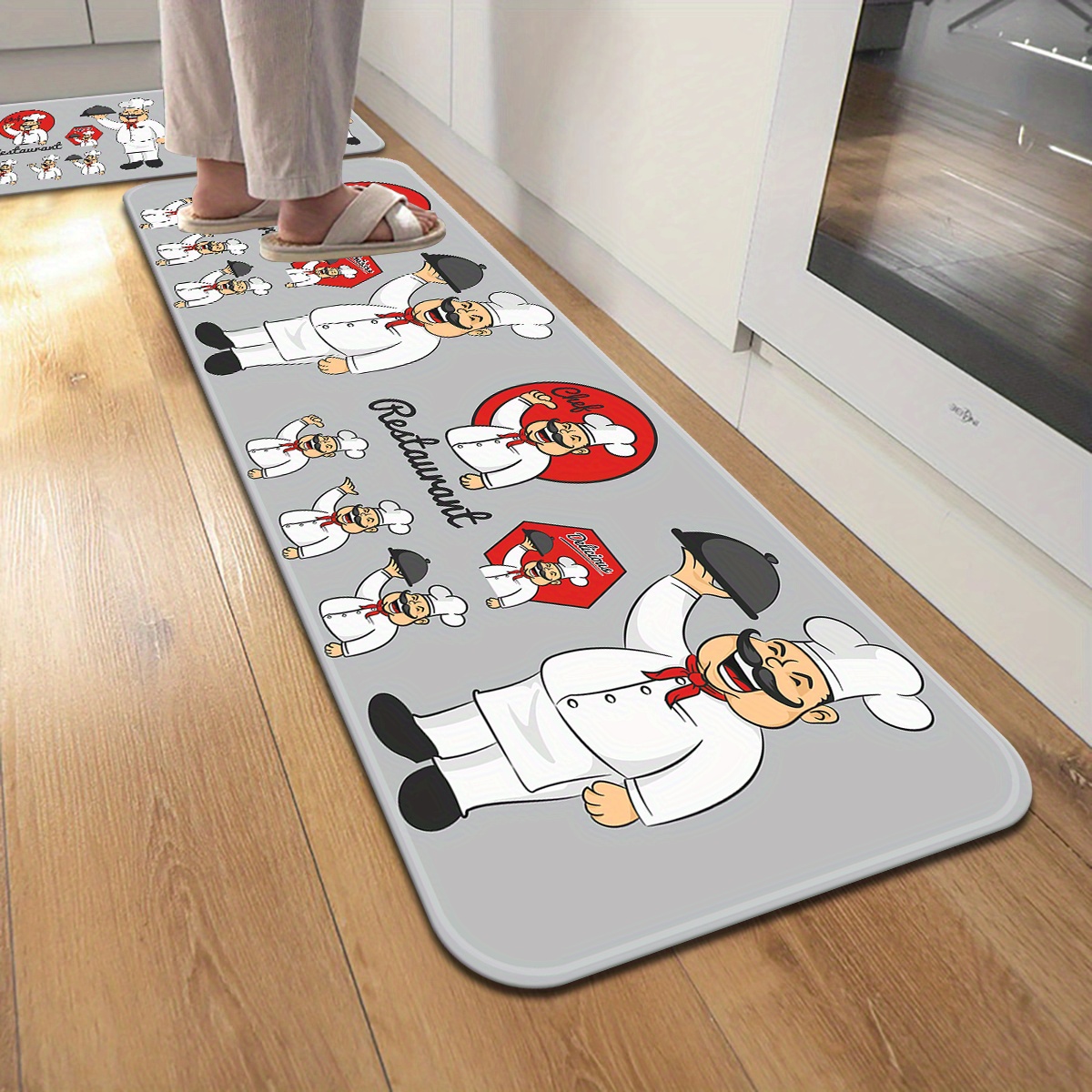 Cartoon Chef Pattern Floor Mat Comfortable Non slip Moisture - Temu