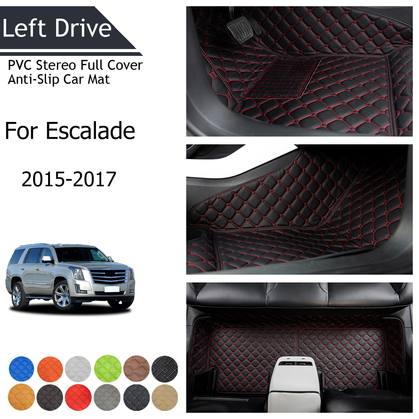 

Tegart [lhd]for Cadillac For Escalade (7seats)2015-2017 3 Layer Pvc Stereo Full Cover Anti-slip Car Mat