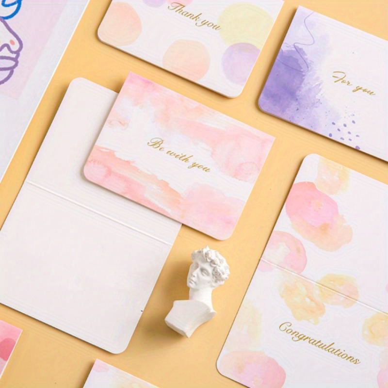 Chic Watercolor Printing Gilt Letter Cards With Envelopes - Temu