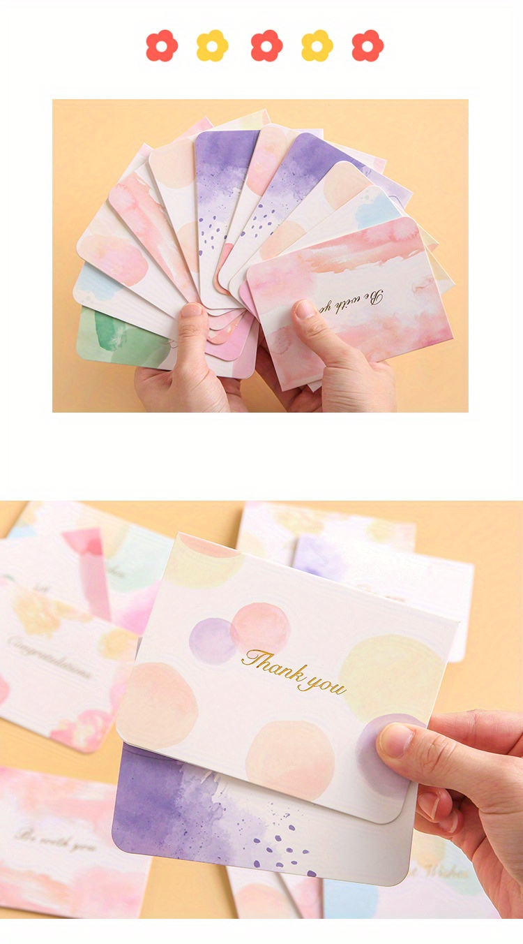 Chic Watercolor Printing Gilt Letter Cards With Envelopes - Temu