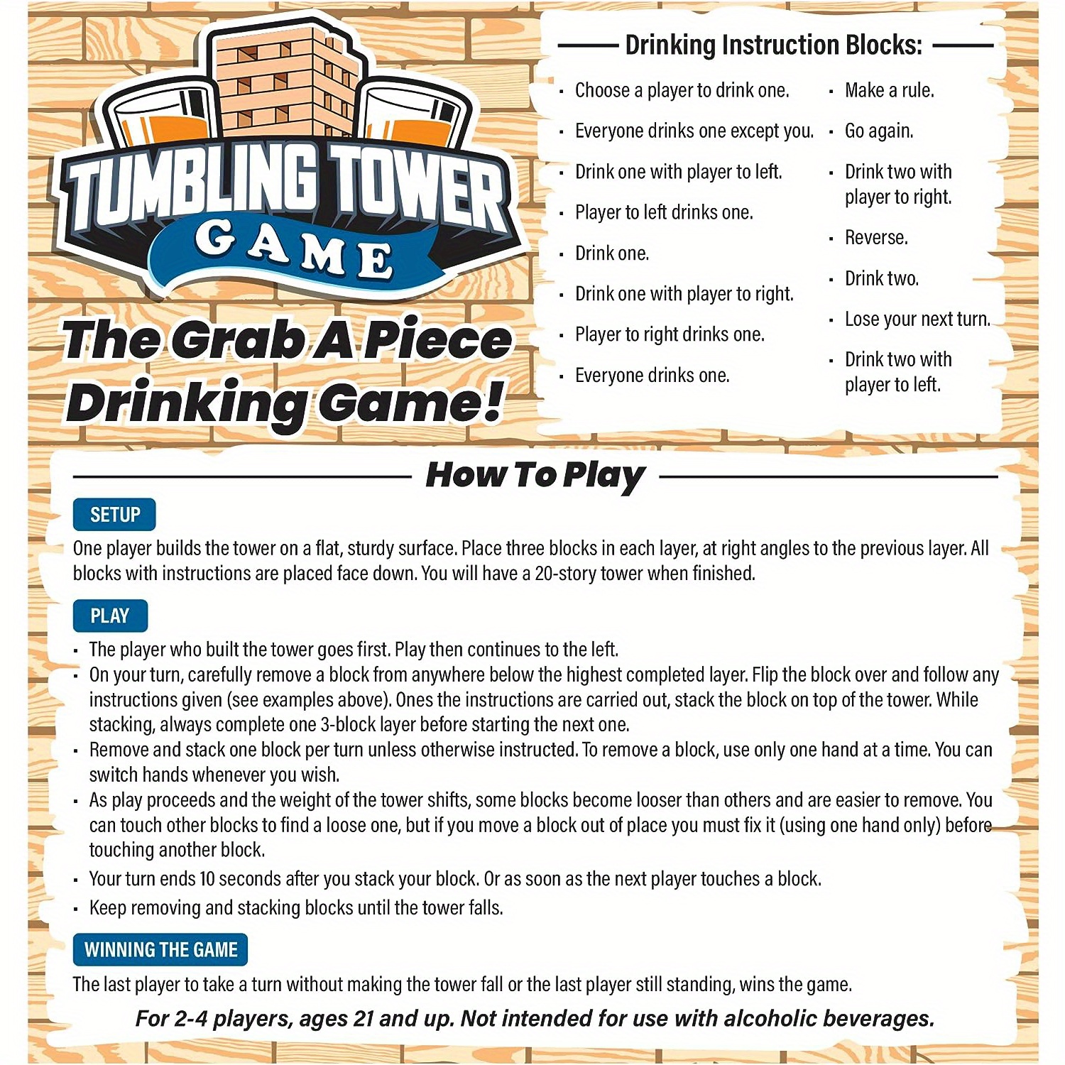 Tumbling Tower Drinking Game Drinking Game With Glasses And - Temu