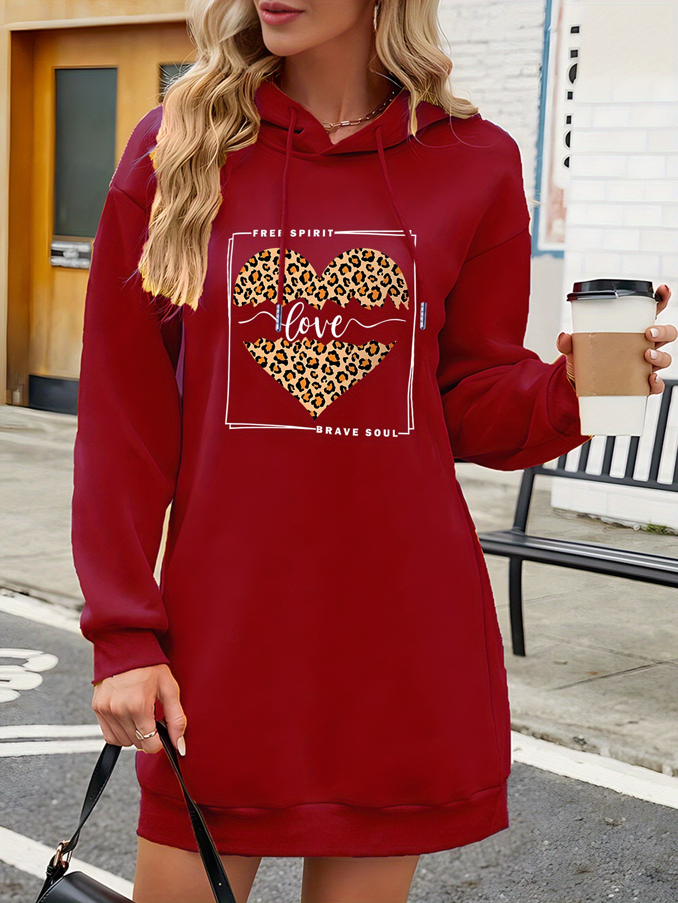 Leopard Printing Heart Sweatshirt Love Sweatshirt Love 