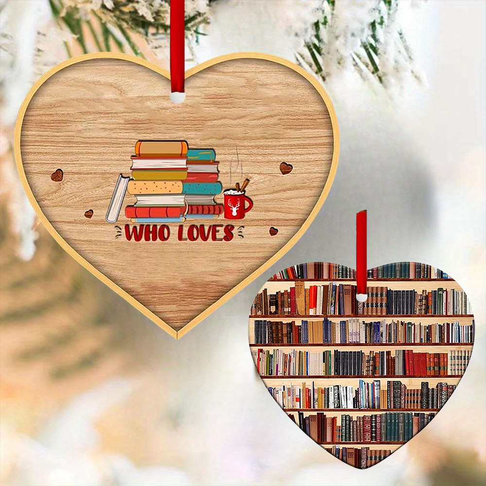 Christmas Letter Book Shelf Hanging Ornament Shelf Shape Acrylic Pendant  for Books Lover, 1PC Fun Decorative Letter Pendant, 26 Alphabet Ornaments  for
