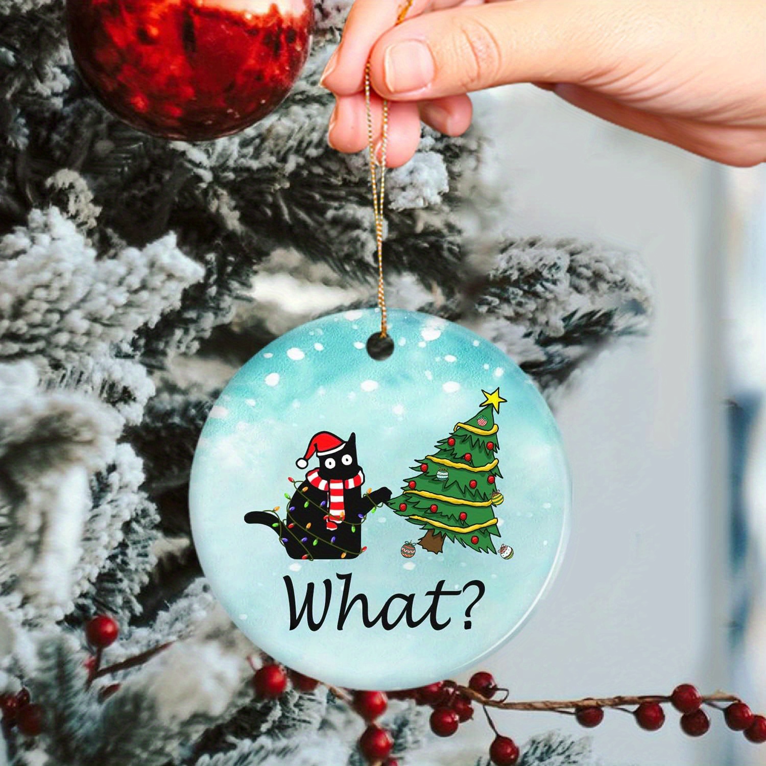 Round Acrylic Christmas Tree Ornament cat Lover Gifts Women - Temu