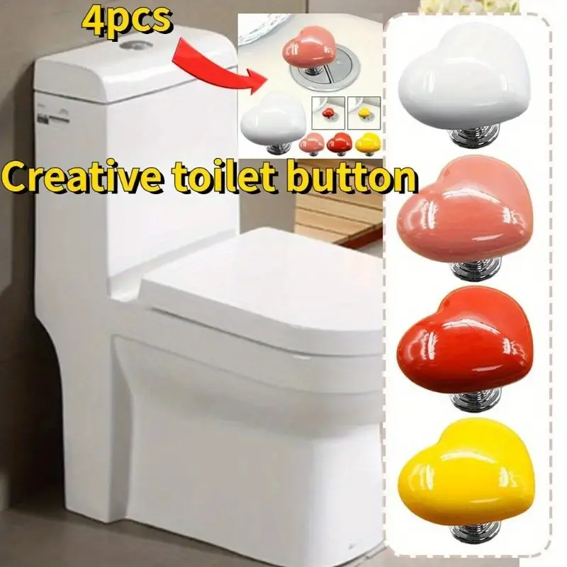 Heart Shaped Toilet Press Button Creative Toilet Tank Button - Temu
