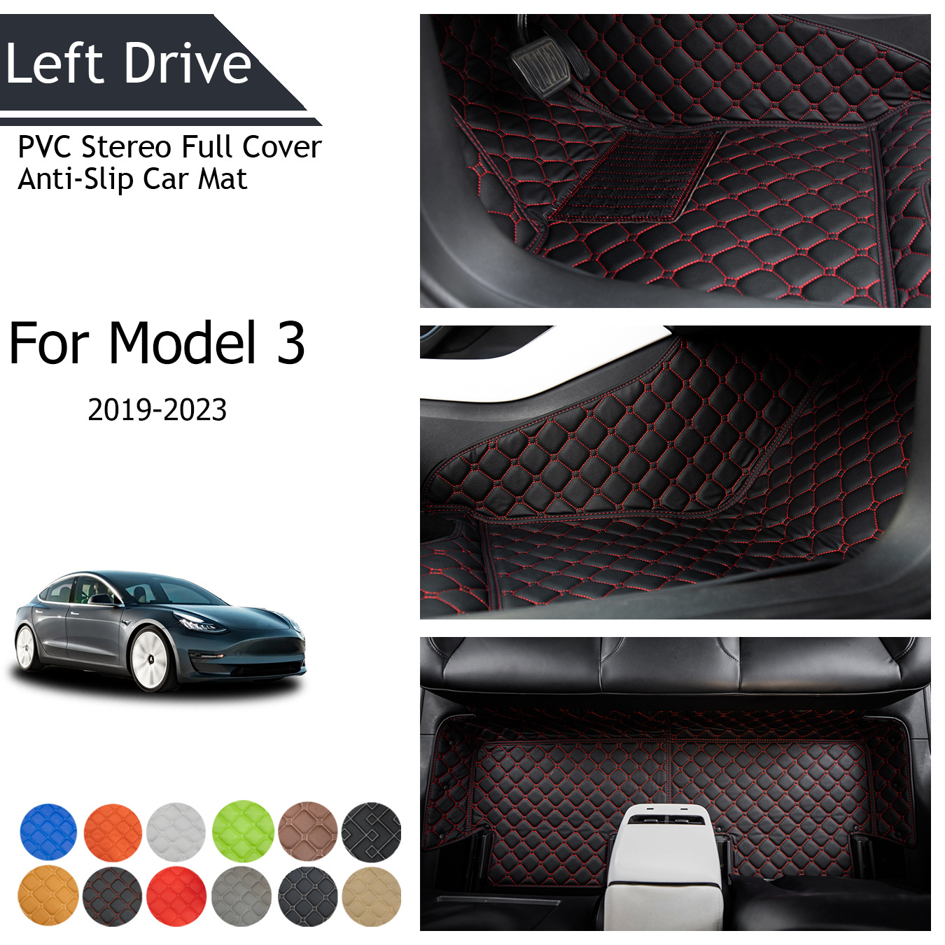 Tapis de sol intérieur en PVC pour Tesla Model Y