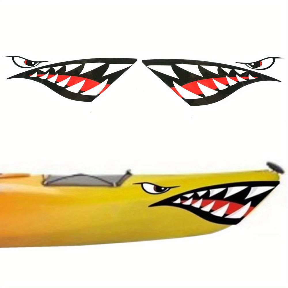 2pcs Kayak Sticker Waterproof Shark Teeth Mouth Eyes Stickers Decal For  Canoe Dinghy Marine Boat Car Truck