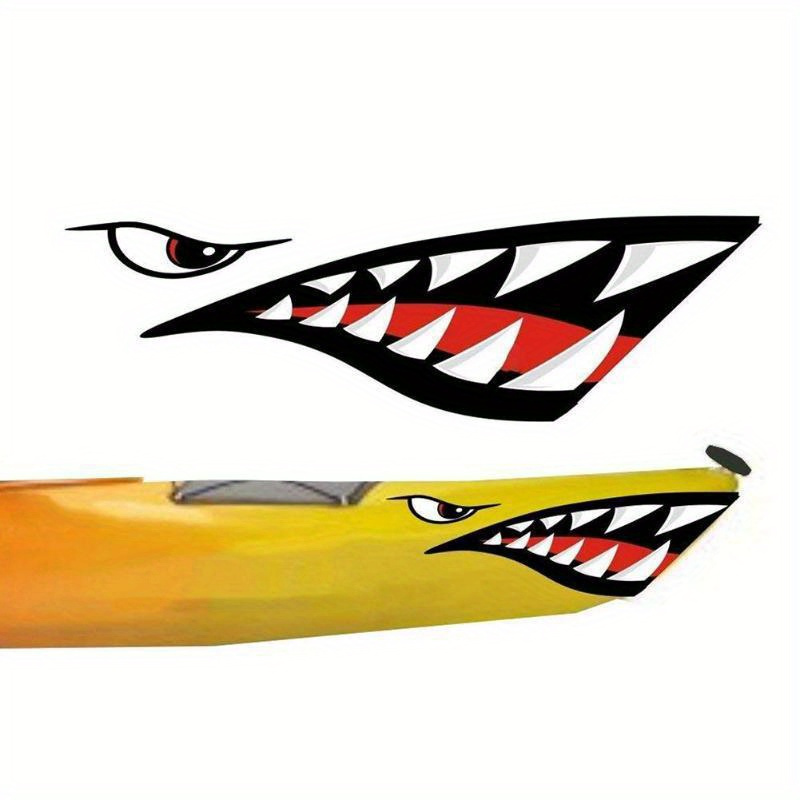 Alemon Shark Teeth Mouth Reflective Decals Sticker Fishing Boat