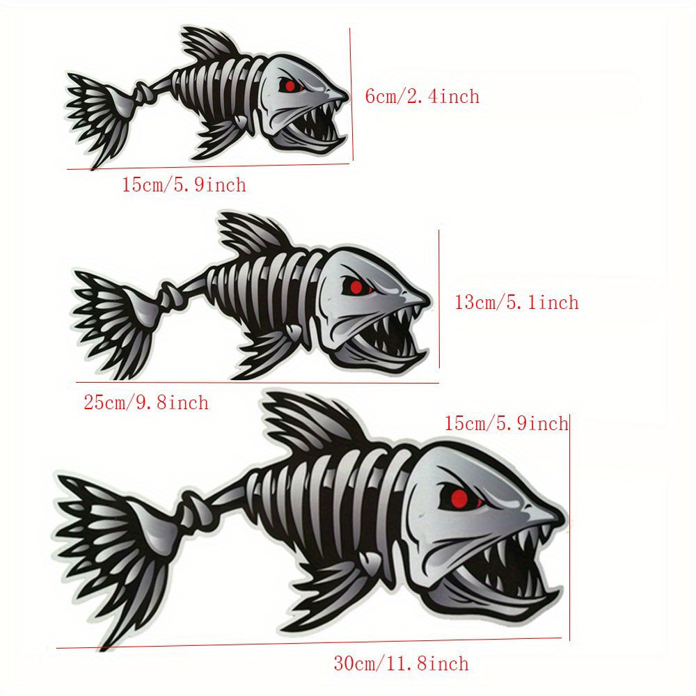 NTICKER 2 Pieces Set #4 | Kayak Decals Fish Bones Skeleton Stickers