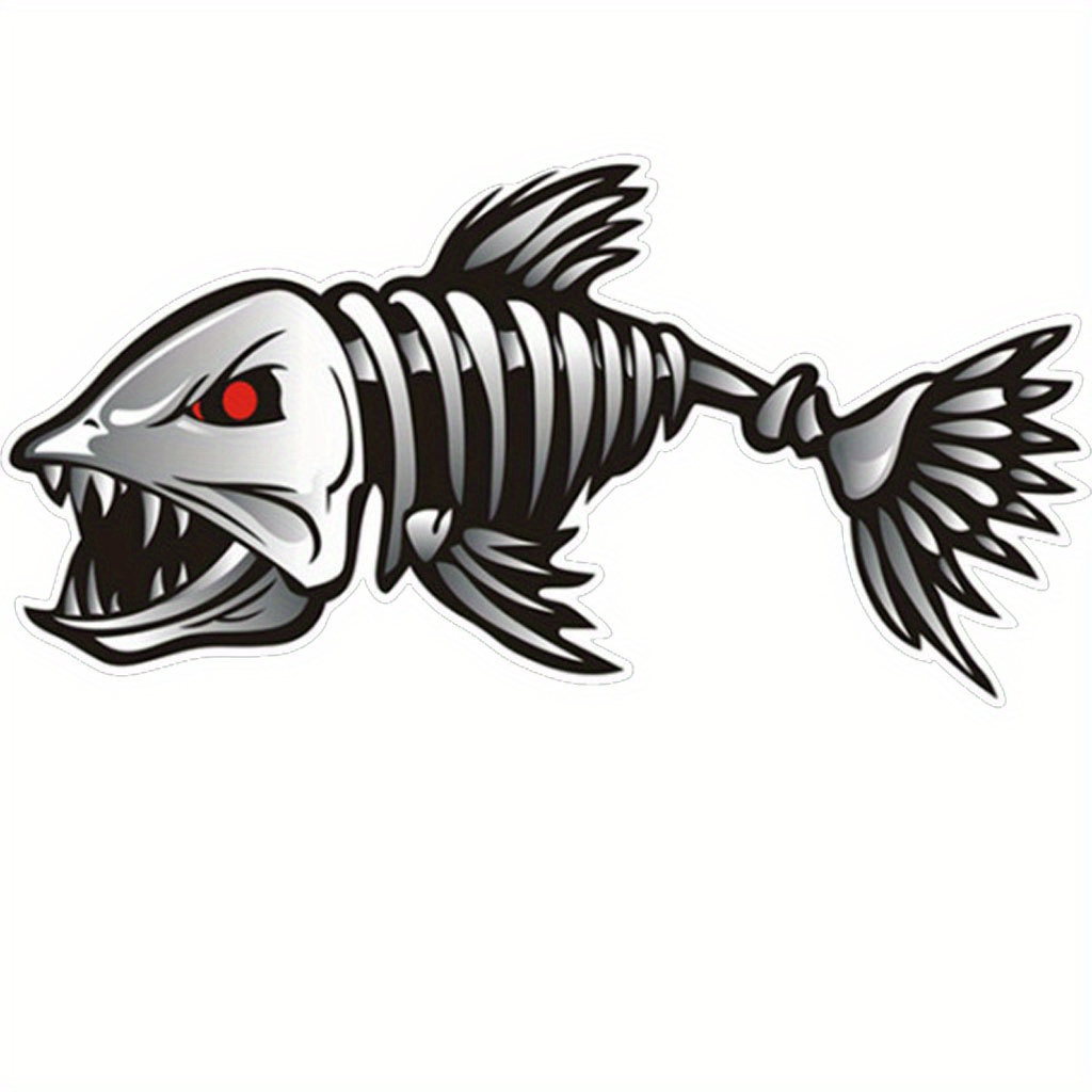 2 Pieces Fish Mouth Stickers Skeleton Fish Stickers Fishing Boat Canoe Kayak Graphics Accessories, Size: Color2