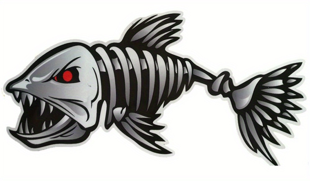 2x Durable Skeleton Fish B Stickers Kayak Marine Boat Graphics DIY Decals