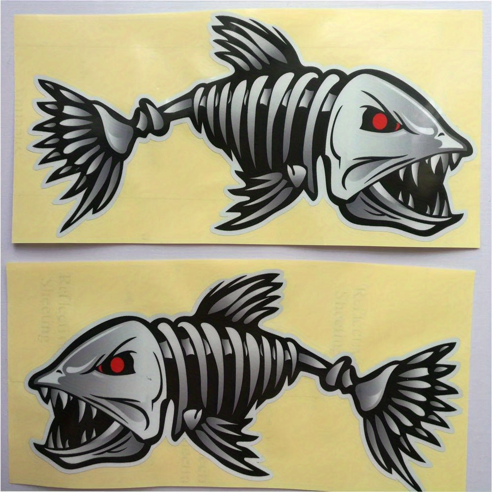 NTICKER 2 Pieces Set #4 | Kayak Decals Fish Bones Skeleton Stickers