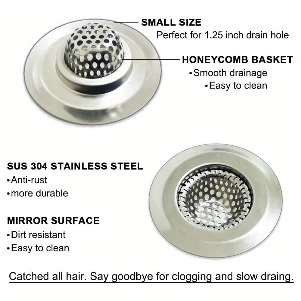 2pcs Bathtub Drain Strainer/hair Catcher Stainless Steel Filter