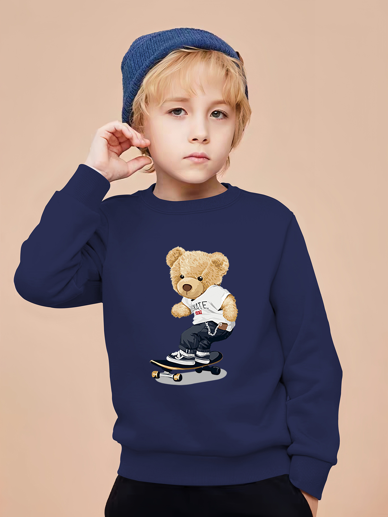 Cool Bear Skateboarding Print Cute&cozy Hoodie For Kids Boys - Keep Him  Warm And Stylish! - Temu