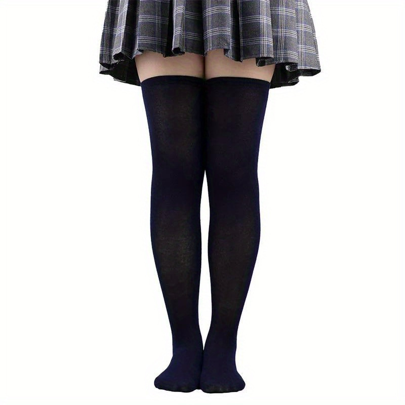 Sexy Stockings Black Striped Socks Women Funny Sexy Thigh High Nylon Long  Stockings Cute Over Knee Socks (Pure deep Gray One Size)
