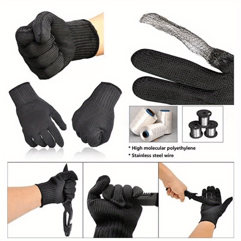 1 Pair Stainless Steel Wire Cut Resistant Anti-Cutting Safety Protective  Gloves