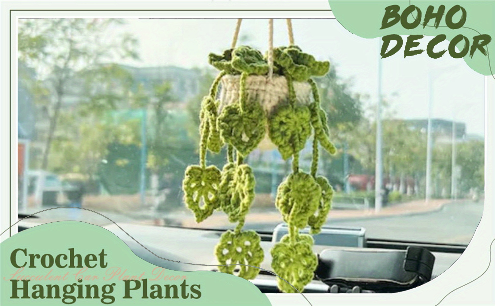 Upgrade Your Car's Style With A Cute Crochet Plant Car - Temu United Kingdom
