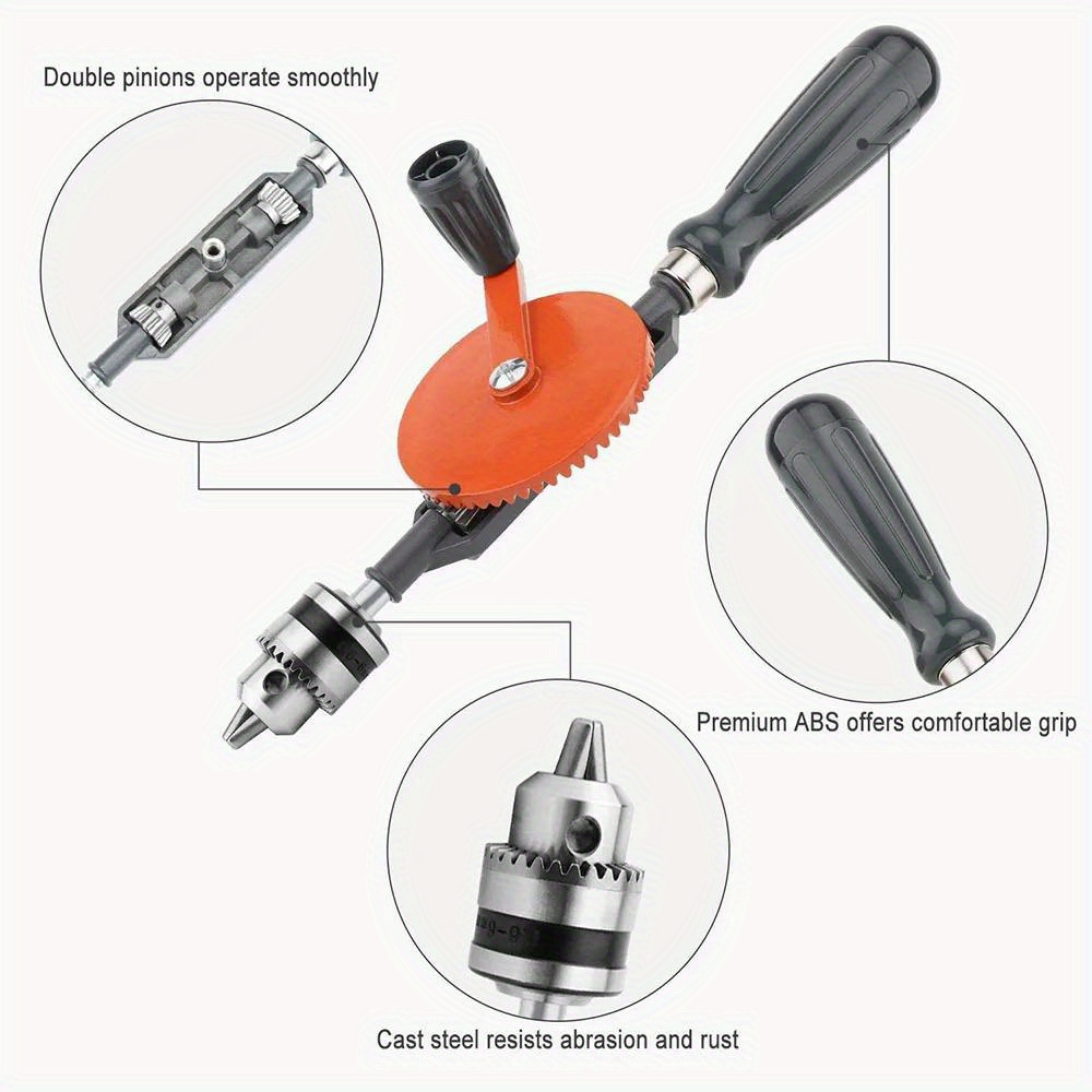 Hand Drill 1/4 Double Pinions Crank Drill Capacity Manual - Temu