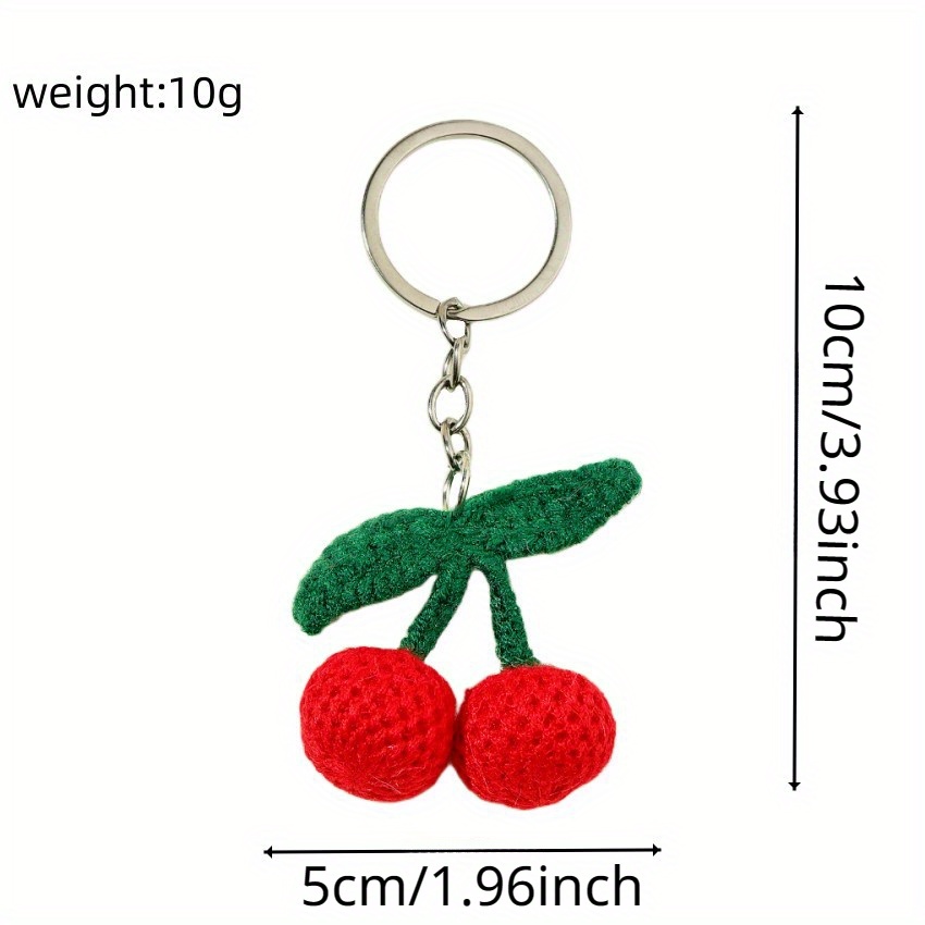 Knitted cherry keychain