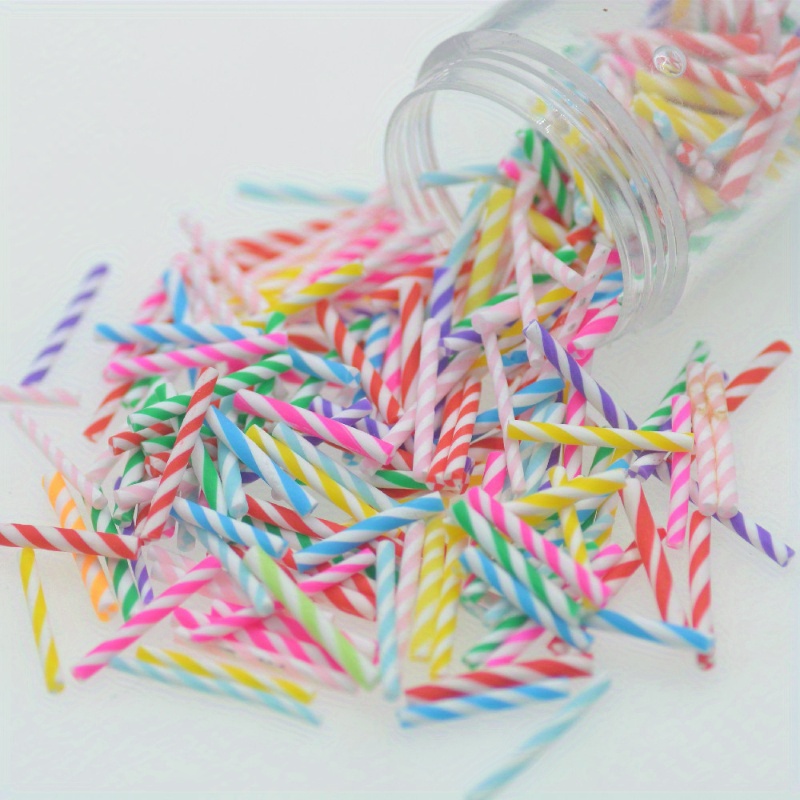 100pcs Colorful Candy Chocolate Stick Design Polymer Clay Charms For  Dollhouse Sweets Miniatures DIY Scrapbook Embellishment Crafts