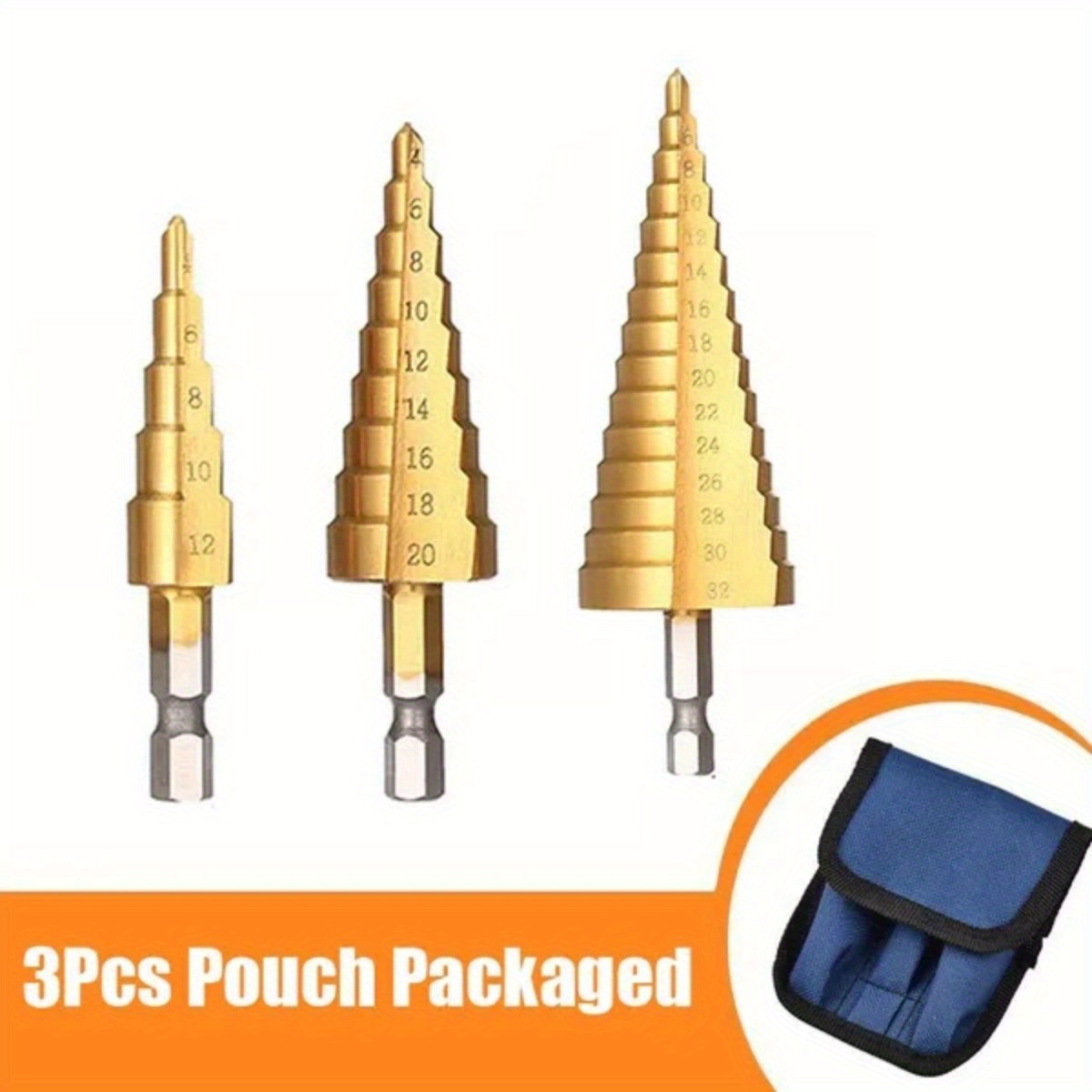 USA 5Pcs Large Metal Step Drill Bit Set HSS Multiple Hole 50 Sizes w/ Case