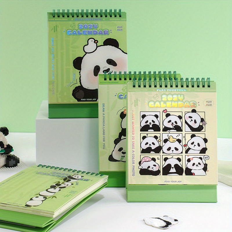 Agenda 2024 Spiral Mini PANDA 2024 color verde con diseño Panda