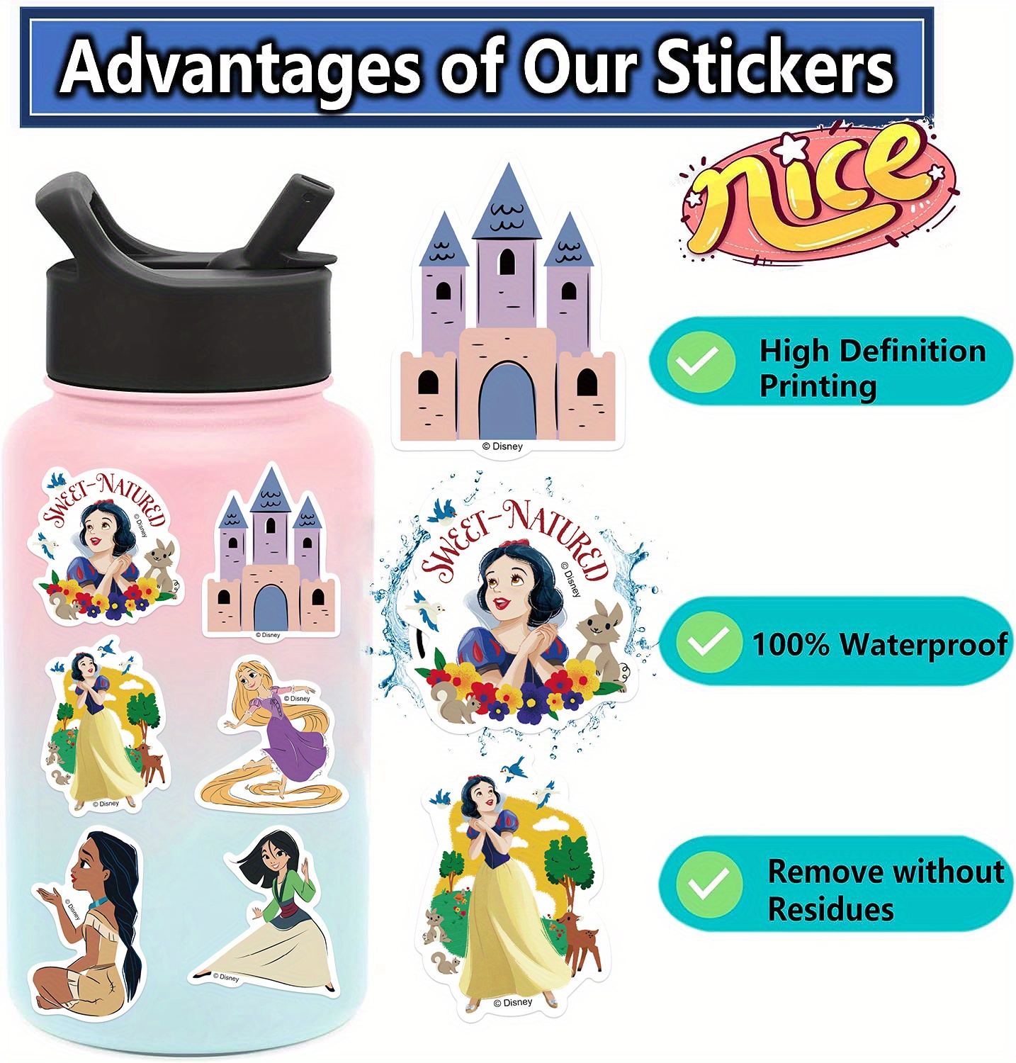 I Am Belle Princess Disney Graphic Cartoon Water Tracker Bottle - Jolly  Family Gifts