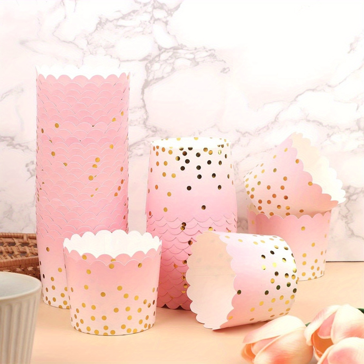 

50pcs Cupcake Wrappers, Paper Baking Cups, Birthday Party Disposable Paper Cups, Engagement Wedding Party Supplies, Theme Party Supplies Decorations Eid Al-adha Mubarak