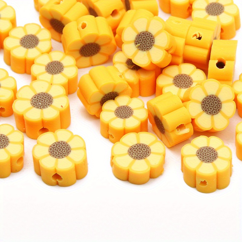 Polymer Clay Beads Yellow Sunflower Space Beads Diy Earrings - Temu