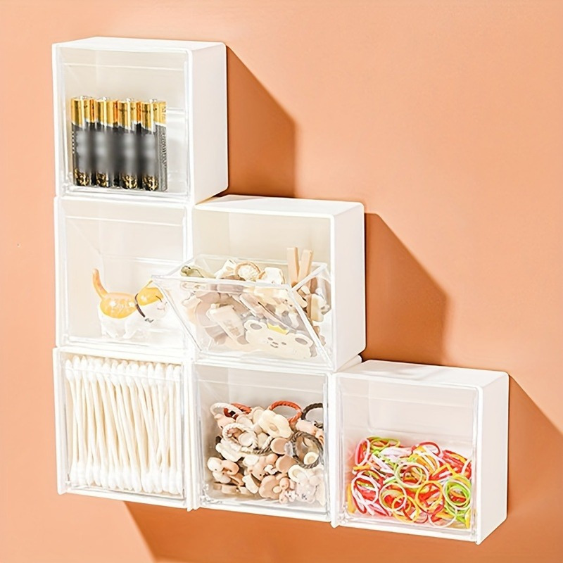 Wall Mounted Storage Box With Clear Drawer, Double Sided Punch