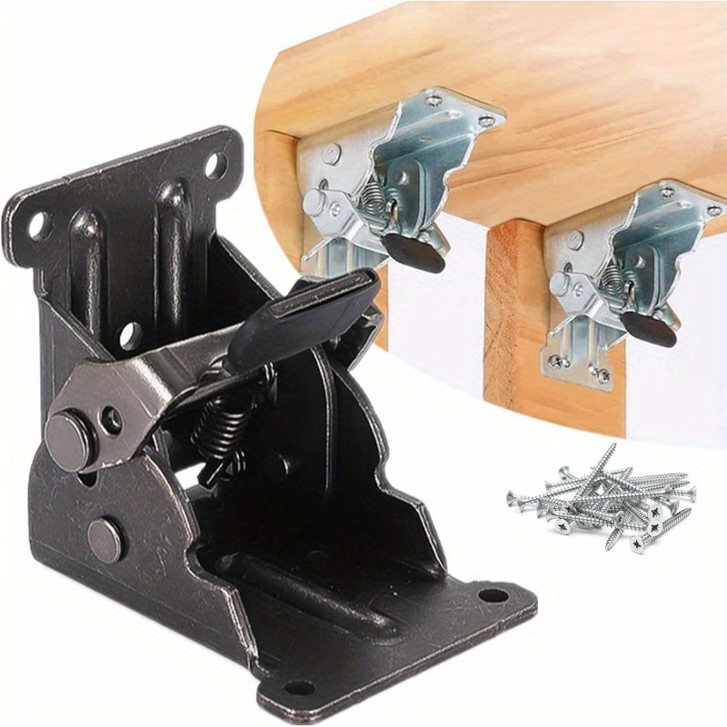 2pcs 90-degree Self-locking Folding Hinge, To Accommodate Hingeless Table  Leg Brackets, 90/180 Degree Flat Spring Folding Hinge