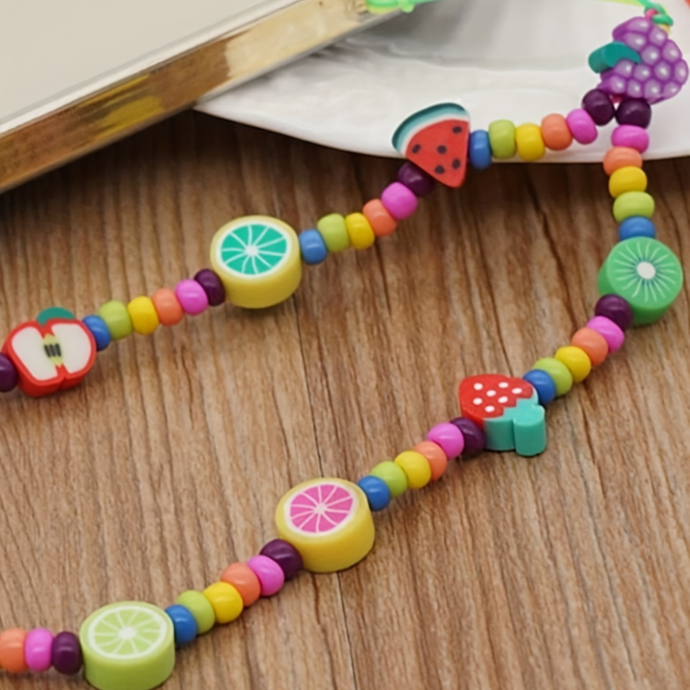 200pcs Fruit Polymer Clay Beads Mixed Fruit Beads Spacer Beads for Bracelet Necklace Jewelry Making