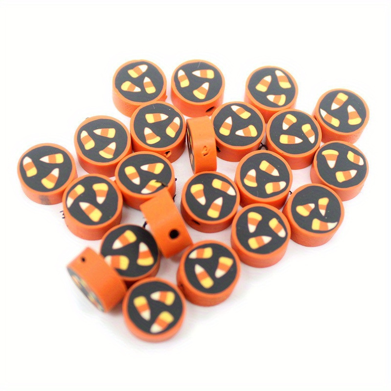 200 Stück Halloween Polymer Clay Perlen – Geister, Schädel, Fledermäuse, Kürbisse, Ca. 9 Mm, Für Schmuckbasteln