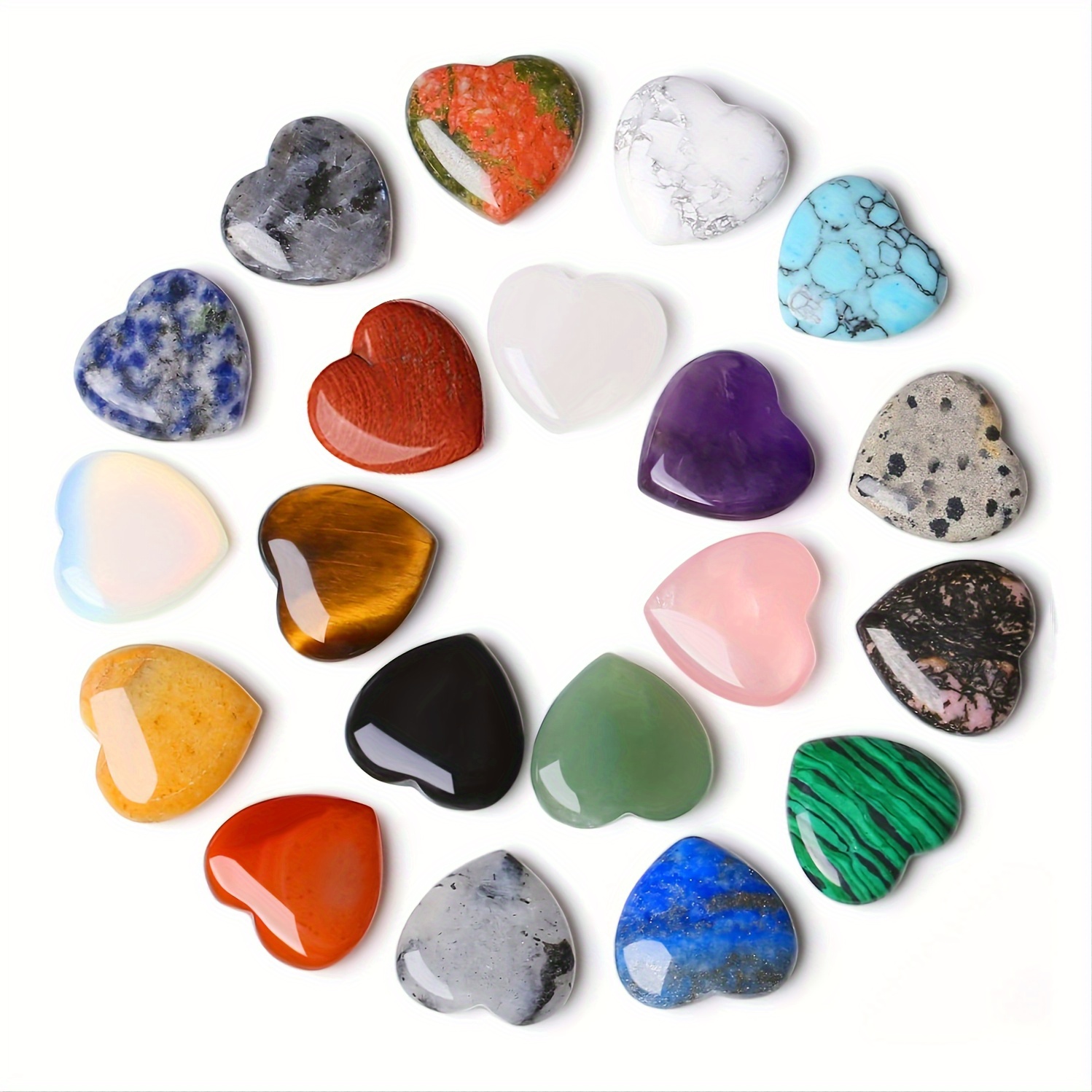 Crystal Heart Shaped Stones Set Assorted Natural Gemstones Natural Crystal  Love Ornaments Non-porous Heart-shaped Gem Crafts,DIY Materials