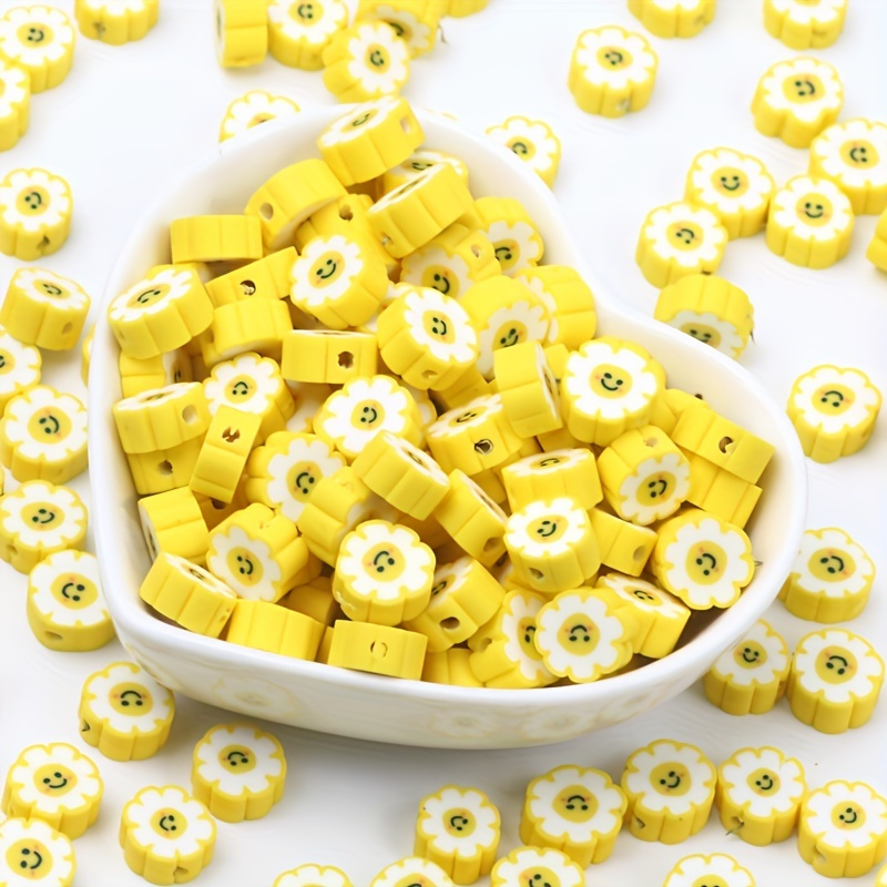 Sun Flower Polymer Clay Beads Spacer Beads For Jewelry - Temu