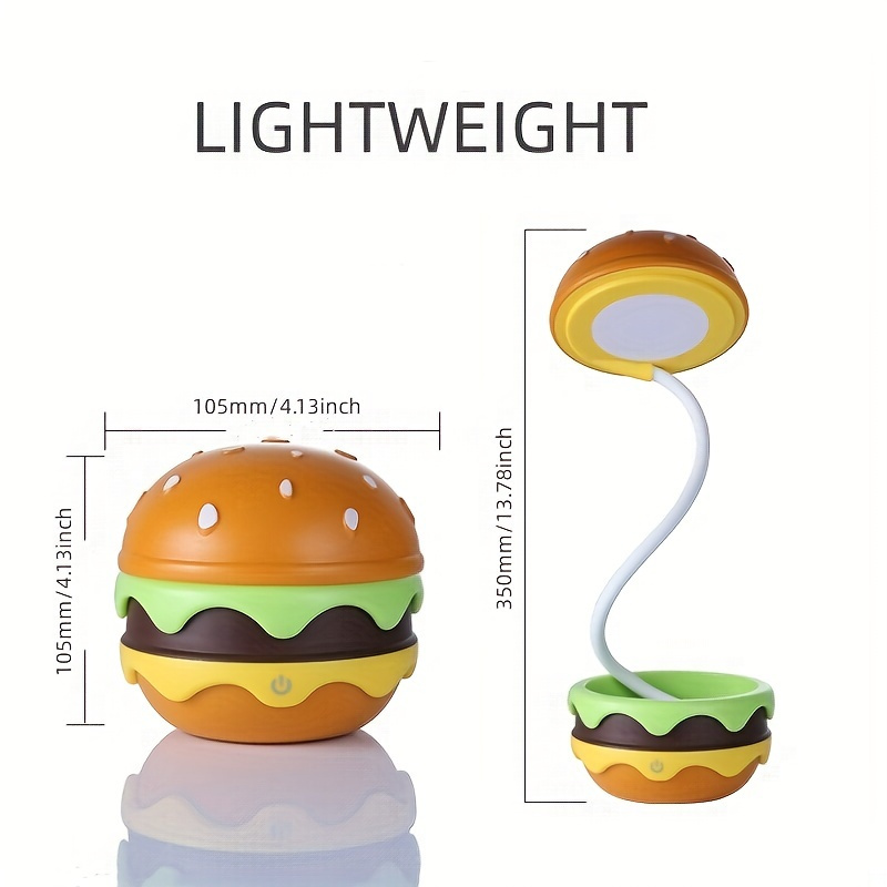 1pc USB Hamburger Lamp Night Light, 1200mAh Capacity, Desktop Table Lamp,  For Bedroom Gift For Girlfriend, Fun And Unique Decoration Ornament