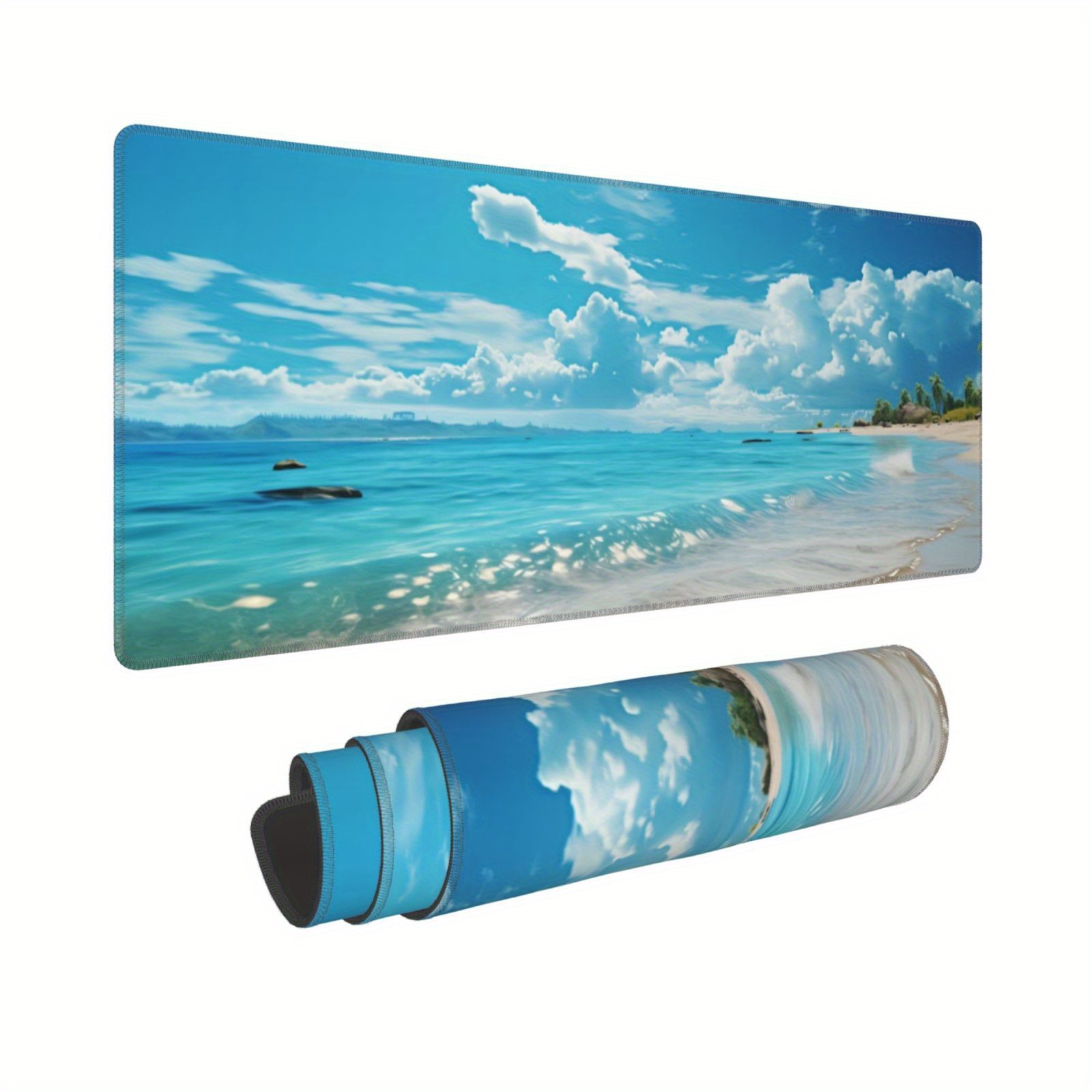 Meffort Inc Tappetino Da Gaming XXL Extended - 90x40 Cm - Antiscivolo E Impermeabile - Drago Blu