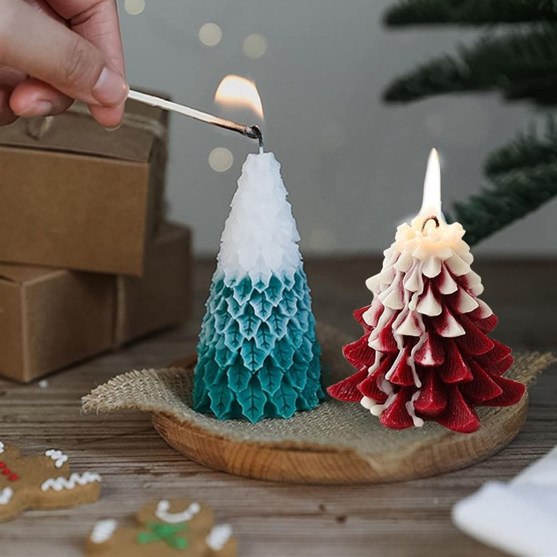 3D Christmas Tree Candle Silicone Molds for Candle Making Soap Molds DIY