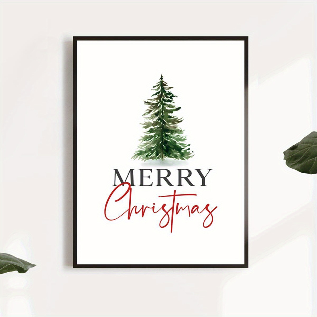 Merry christmas. stylish rustic christmas gift and pine branches, posters  for the wall • posters postcard, pine, paper